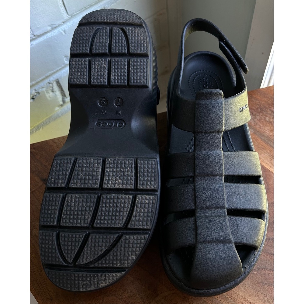 Crocs Stomp Platform Fisherman Sandal Black Women's 9 Chunky Alt Comfort Retro - Picture 3 of 7